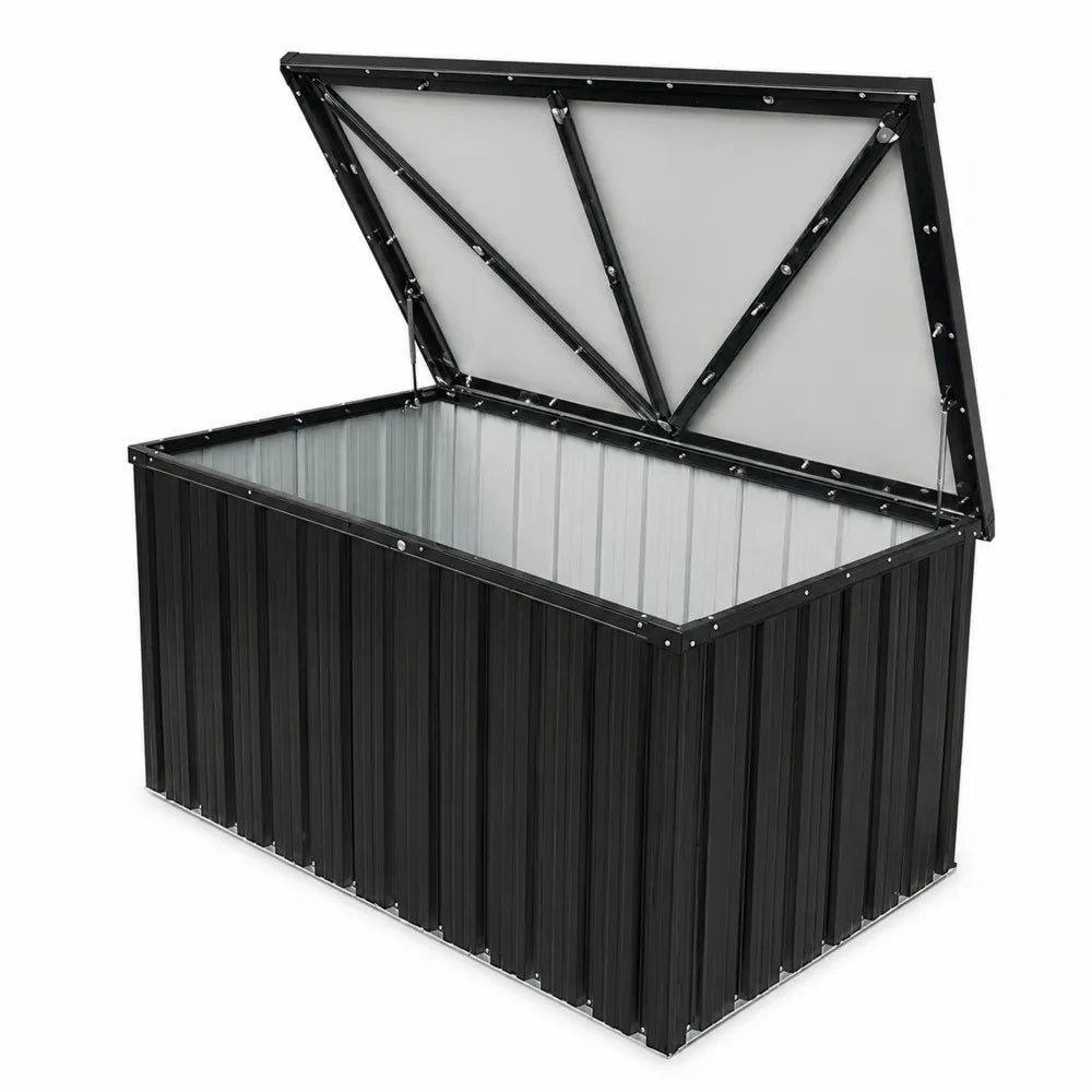 Coffre de rangement en métal Noir/Argenté 120x60x62cm