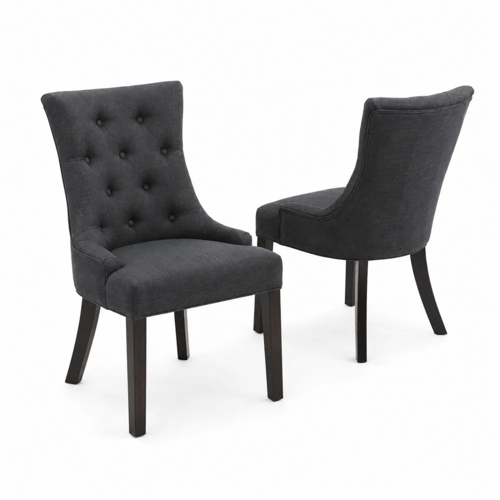 Ensemble de 2 chaises en bois avec revêtement en polyester de couleur noire