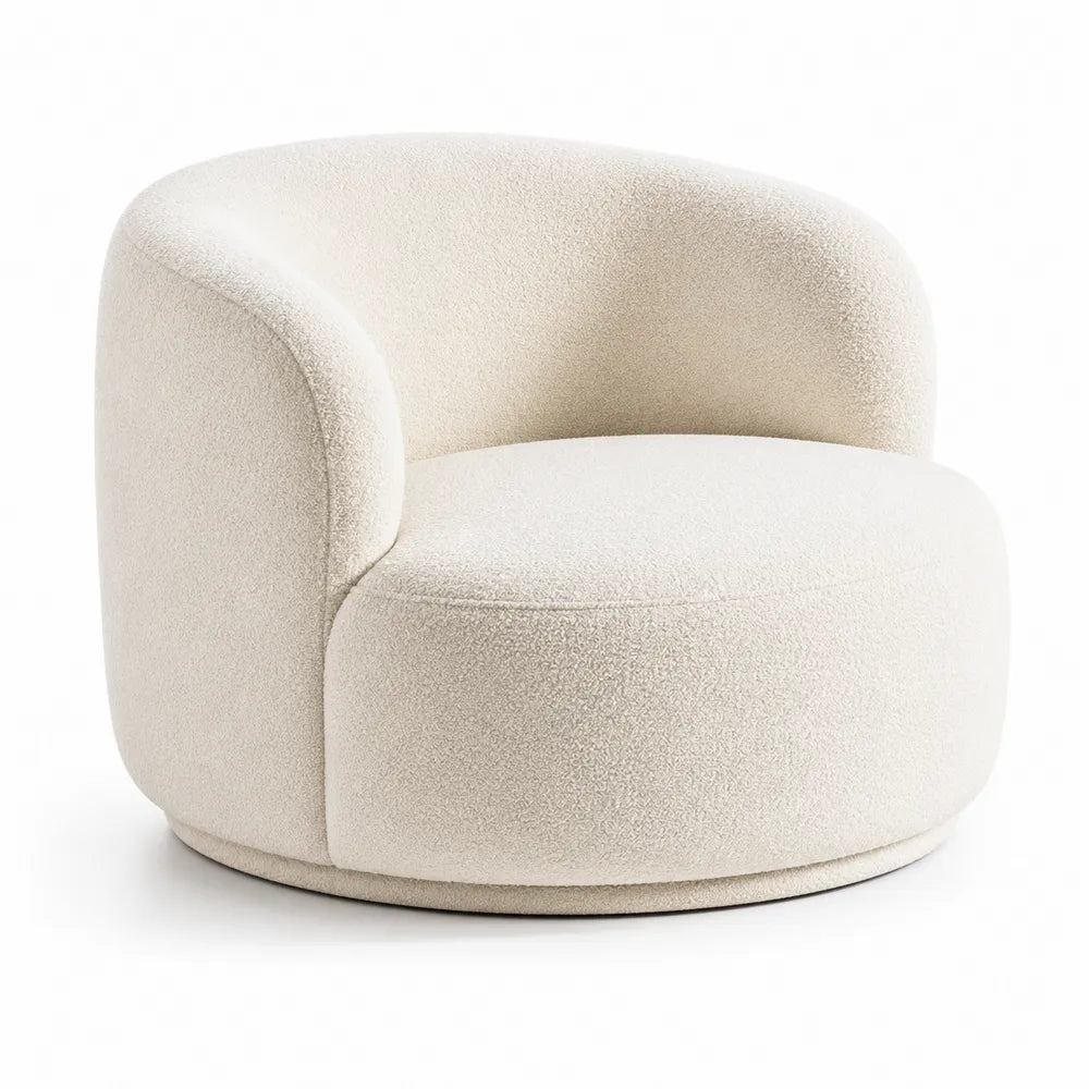 Fauteuil pivotant en tissu bouclé