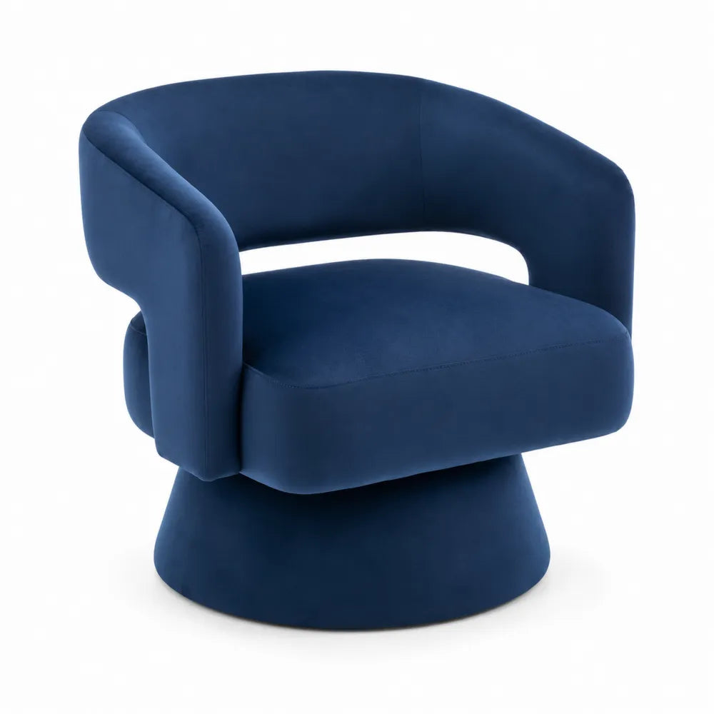 Chaise pivotante en velours Bleu marine