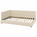 Lit d'angle en cuir synthétique avec lattes en bois 200x140 cm