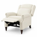 Fauteuil inclinable en tissu lin avec repose-pieds réglable et pieds en bois
