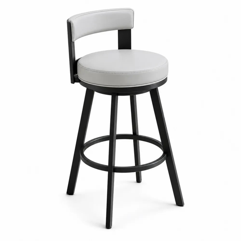 Tabouret de bar pivotant en cuir synthétique et métal Noir et Blanc 105cm