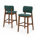 Paire de tabourets en bois et tissu polyester vert
