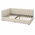 Cadre de lit d'angle en cuir synthétique Beige 200x90 cm