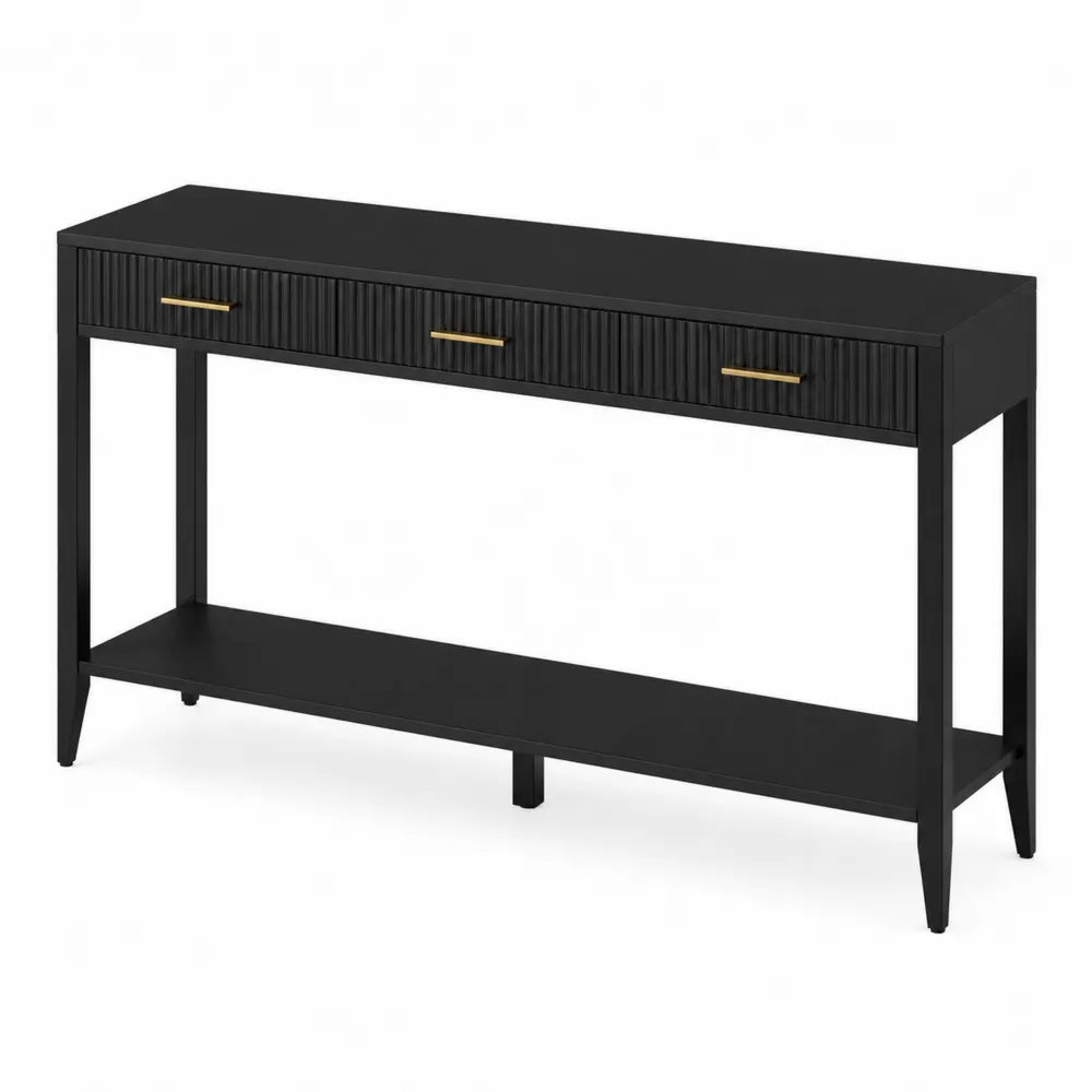 Console en métal et MDF avec 3 tiroirs Noire 120 cm