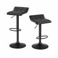 Tabourets de bar en similicuir noir avec base en métal