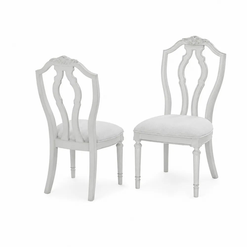 Chaises en bois avec siège rembourré en polyester Blanc, lot de 2