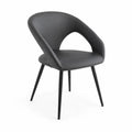 Chaise en cuir synthétique Noir avec pieds en métal, hauteur 85 cm