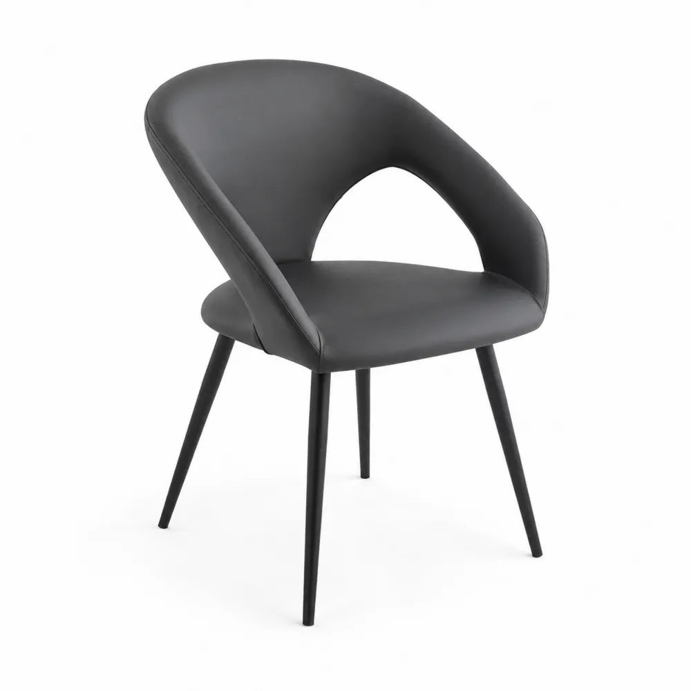 Chaise en cuir synthétique Noir avec pieds en métal, hauteur 85 cm