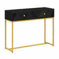 Console en bois MDF noir avec pieds en métal doré