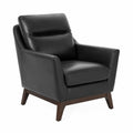 Fauteuil en cuir noir avec structure en bois